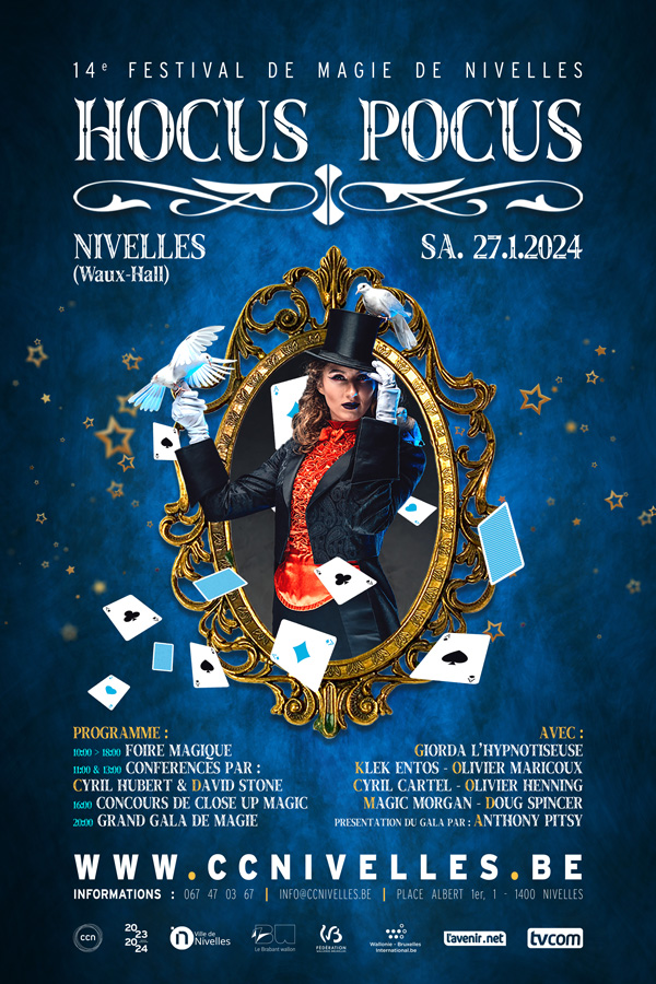 L'affiche de Hocus Pocus à Nivelles, 14e édition du Festival de Magie